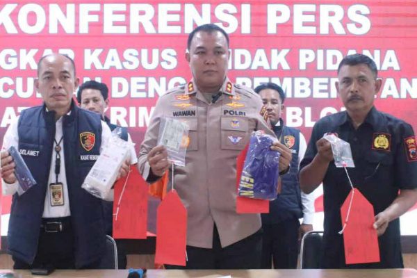 Kapolres Blora, Wawan Andi Susanto dalam konpres 29 Juli 2024.