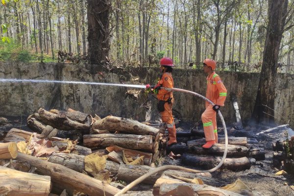 KEBAKARAN TPK PASAR SORE TEMENGENG, 155 BATANG KAYU HANGUS